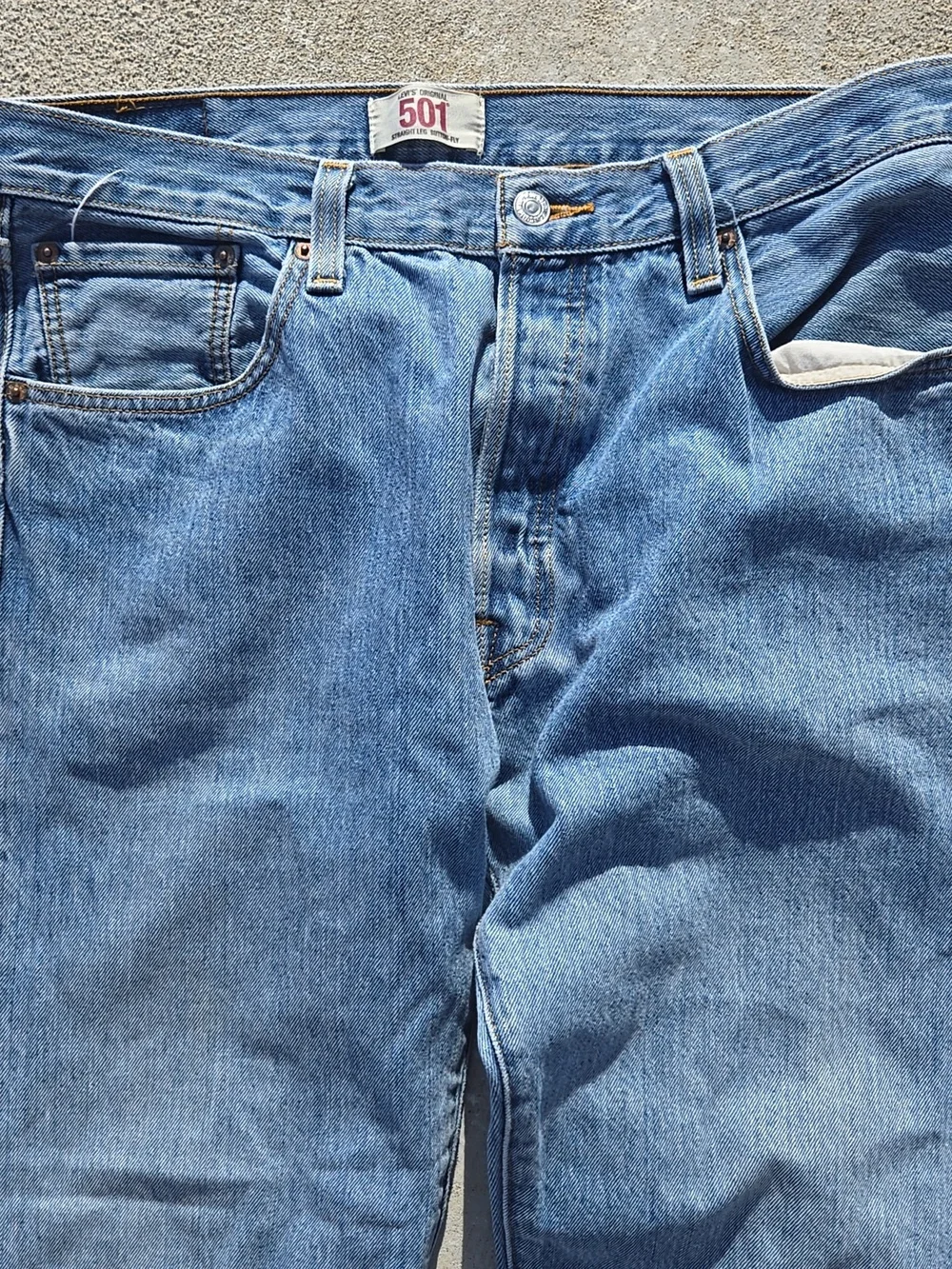 Levi's Light Blue Straight Jeans 501 Unisex Style, W35 L34, GUC, Casual Chic